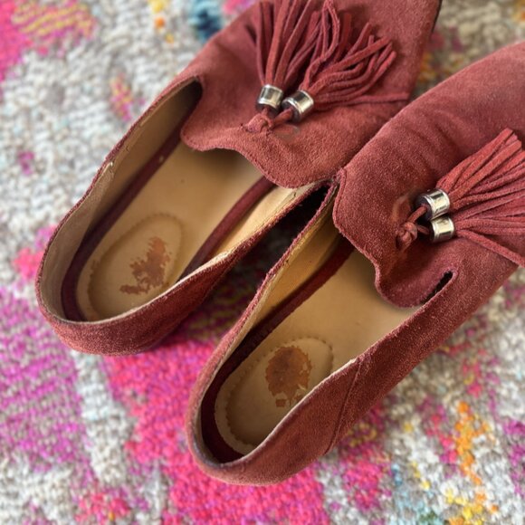 Franco Sarto • burnt red suede loafers - Picture 3 of 5